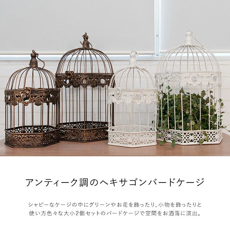 アイアンバードケージ ヘキサゴンM 2Pセット 鳥かご 鳥籠 インテリア