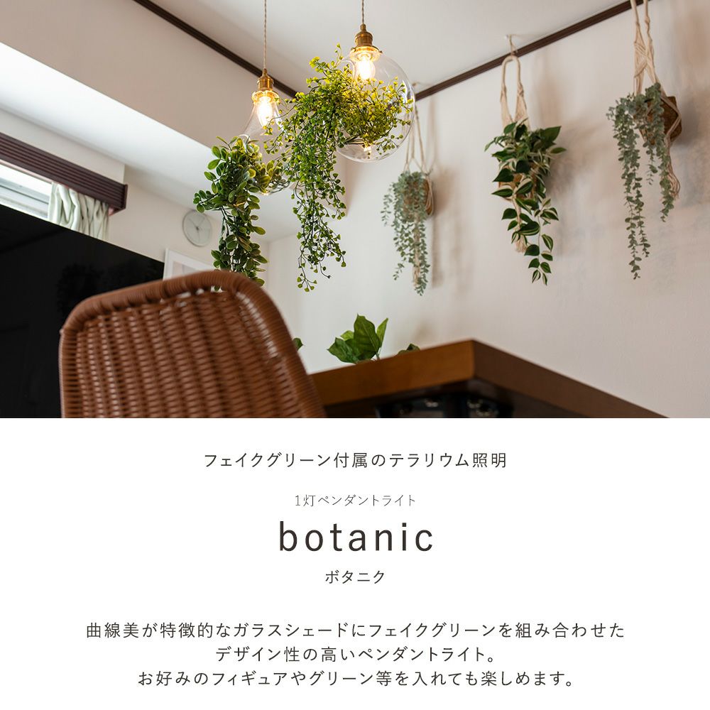 テラリウムを楽しめるペンダントライト